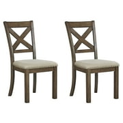 Signature Design by Ashley Moriville Modern Farmhouse Upholstered Dining Room Chair, Set of 2, Brown